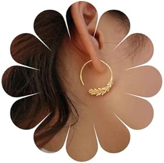 Lever-Back Bohemia Gold Leaf Hoop Earrings for Women and Girls, High-Quality Zinc Alloy Round Leaf Design Jewelry