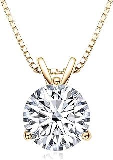 Small Moissanite Diamond Pendant Necklace with Spring Ring Clasp and Cable Chain for Women, Round Cut Design in 925 Sterling Silver, 18-inch Chain - GRA Certified