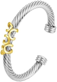 Cuff Bracelet for Women Cable Twisted - Silver Wire Cuff Bracelet Knot - Two Tone Bangle Vintage Bracelets Jewelry Gifts