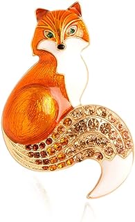 Cute Fox Brooch Rhinestone Enamel Animal Pin Accessory for Backpacks Badges Hats Bags Lapel Pin Gift For Women Girls Kids