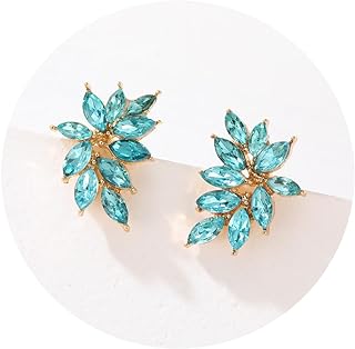 Small Rhinestone Stud Earrings Dainty Marquise Crystal Cluster Earring for Women Girls Wedding Bride Prom