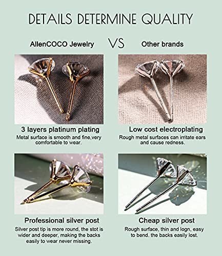925 Sterling Silver Earrings, Cubic Zirconia Earrings Studs, Diamond Stud Earrings for Women Girl