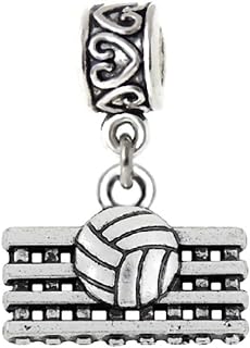 LaBenie Dangle Metal Volleyball and Net Charm Bead Bracelet with durable clasp design
