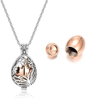PESOENTH Cremation Urn Necklace for Ashes Women Memorial Jewelry, Stainless Steel Hollow Flower Human Pet Ash Keepsake Hair Locket Pendant Necklace Gifts,w/Funnel Kit