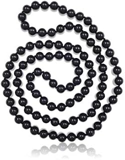Genuine Black Onyx Beads Strand Necklace- 36 Inch Length & 7-8mm Infinity Style with Polished Finish