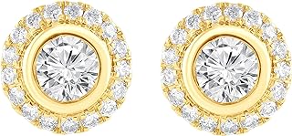 Stylish La4ve Diamonds Resin Stud Earrings with Push Back, 9K Yellow Gold Material for Women, Lab Grown Diamond Design