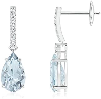 ANGARA Natural Aquamarine Drop Earrings for Women Girls in 14K Solid Gold/Platinum | March Birthstone Jewelry Gift for Her | Birthday | Wedding | Anniversary