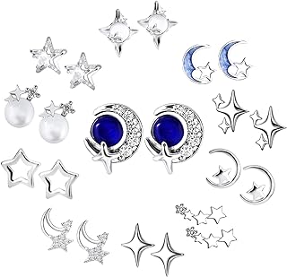 NEWITIN 11 Pairs 925 Sterling Silver Stud Earrings for Girls Hypoallergenic Earrings Unicorn Earrings Animals Earrings Cute Small Stud Earrings for Girls Women