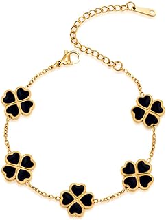 Lobster Claw Clasp, Clover Charm Link Bracelet, Gold Plated Titanium, Fashionable for Women and Girls, Chinese Origin