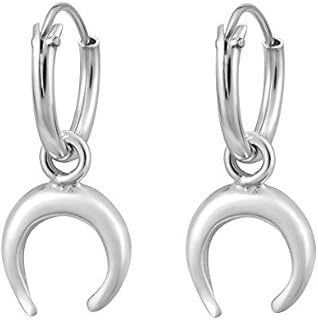 AeraVida Mystical Upside Down Crescent Moon on a .925 Sterling Silver Hoop Earrings | Upside Down Crescent Moon Earrings for Women | Crescent Moon Sterling Silver for Women