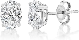 2/3 to 2 Carat Lab Grown Diamond Oval Stud Earrings for Women in 14k White or Yellow Gold (G-H Color, VS1-VS2 Clarity, cttw) 4-Prong Setting Push Back Studs by Carbon Atelier