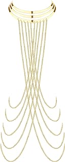YADOCA Body Chain for Women Sexy Gold Layered Crossover Tassels Bra Chain Minimalist Belly Chain Necklace Summer Beach Bikini Body Jewelry