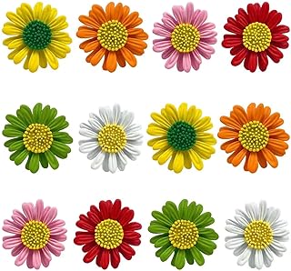 GOLDEN STRAWBERRY 12 PCS Enamel Daisy Flower Lapel Pin Brooch Pin Set for Women Clothes Collar Dress Scarf Bag Daily Decoration (6 Colors)