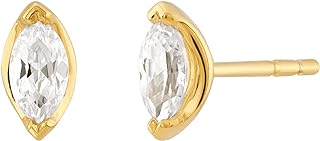 Welry Marquise Stud Earrings for Women, Cubic Zirconia, 14K Gold-Plated .925 Sterling Silver, Jewelry Gift Idea