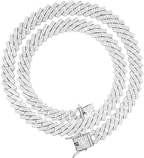 HH BLING EMPIRE Silver Gold Cuban Link Chain for Men/Women, Iced Out Mens Diamond Chain Necklace-Miami Cuban Link Chains Hip Hop Jewelry