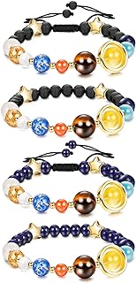 JOERICA 4 Pcs Solar System Bead Bracelet for Women Men Universe Galaxy The Nine Planets Natural Lava Rock Beads Bracelet