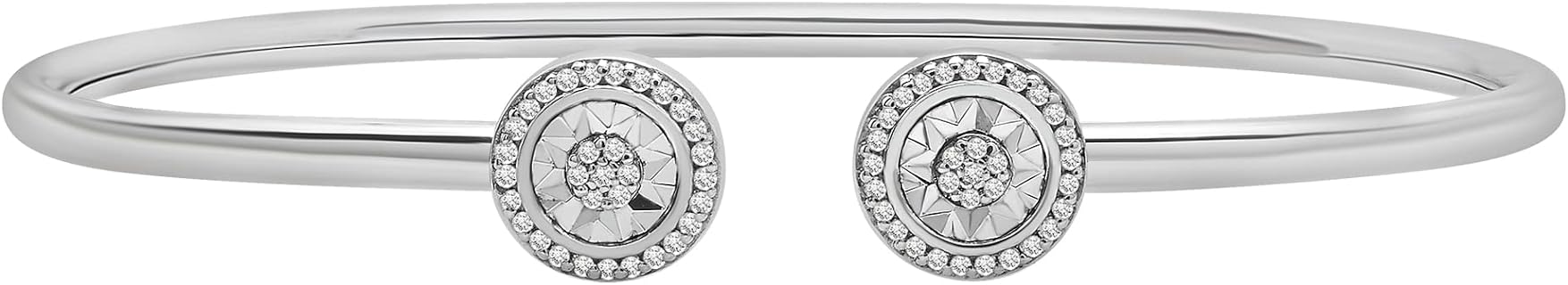 1/8 CT Diamond 6.5" Flexible Bangle Set in Polished Sterling Silver, Dainty Jewelry for Women, Women’s Fashion Bracelets, Diamond Luxury Bangle for Women