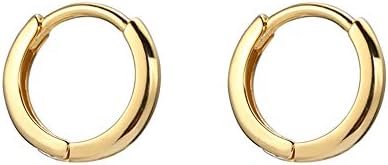 Minimalist Tiny Small Hoop Earrings for Women Girls 925 Sterling Silver 14K Gold Plated Polished Mini Huggie Hoops Cartilage Cuff Helix Thin Wrap Hypoallergenic Simple Christmas Jewelry (20g/6mm Gold)