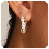 Chic 14K Gold-Plated, Large Brass Hoop Earrings with Cubic Zirconia - Hypoallergenic Dainty Design for Women