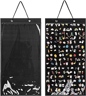 Premium Black HUHYNN Hanging Brooch Pin Organizer in Painted Felt with Portable Feature for Brooch Collectors - Rectangular Design