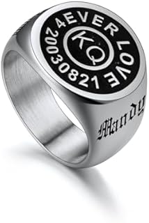 U7 Personalized Signet Rings - Men's Stainless Steel, 18K Gold Plated or Black Engraved Custom Initial Rings - Perfect Gifts for Fathers or Sons