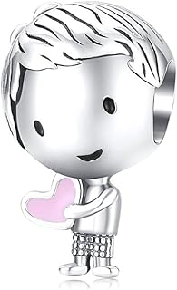 LeeFeel Bow heart Charms Exquisite Love Heart Beads Charms w Clear CZ for Women Bracelets Charm DIY