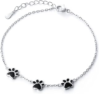 Ladytree Sterling Silver Bead Chain Bracelet with Lobster Claw Clasp and S925 Dog Charm
