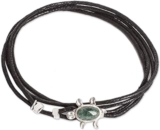 No-Clasp Cord Chain Jade Anklet with Sterling Silver Sea Turtle Charm, Handmade in Guatemala for Women
