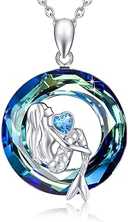 Spring Ring Clasp Sterling Silver Mermaid Pendant Necklace with Rolo Chain - Hypoallergenic, Non-Toxic, and Adjustable for Sea Enthusiasts - Ocean-Inspired Design