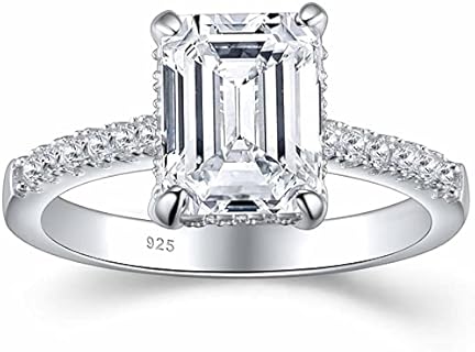 SHELOVES 3 Carat Emerald Cut Engagement Rings AAAAA White Cz 925 Sterling Silver Wedding Band 4-13