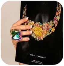 STONEFANS Purple Oversize Rhinestone Statement Rings for Drag Queen Wedding Crystal Finger Ring Costume Jewelry