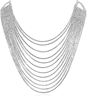 Humble Chic Rhinestone Necklace for Women - Gold-Tone Long Layered Necklaces for Women - Sparkly Fashion Simulated Diamond Chain for Women - Trendy Statement Jewelry