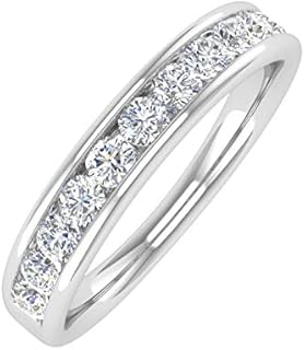 FINEROCK 1/2 Carat Channel Set Diamond Wedding Band Ring in 14K Gold