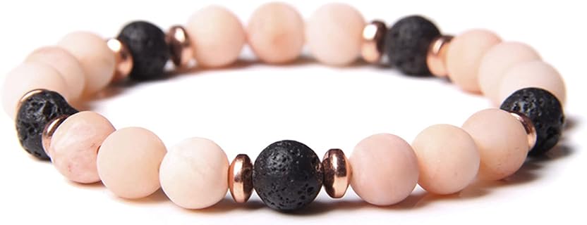 Handmade Aromatherapy Diffuser Natural Stone Bead Bracelet Lavender Essential Oil Anti Anxiety Stress Relief Stretchy Bracelet for Women Men Teen Gift Healing Yoga Meditation Jewelry-D black