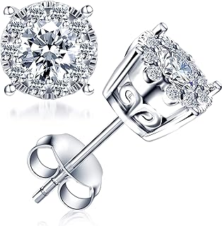 Sterling Silver 1.00-2.00 Carat Prong Set Round-cut Lab Grown Diamond Stud Earrings by La4ve Diamonds (J, VS2-SI1) |Fine Jewelry Gifts for Women| Gift Box Included