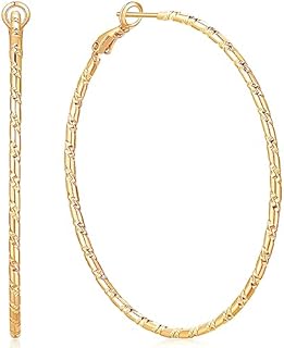 SPOINT Gold Hoop Earrings 14K Gold Hoop Earrings for Women Big Gold Earrings for Women Lightweight and Hypoallergenic Extra Large 14 Karat Gold Hoop Earrings for Women Earrings 35mm 45mm 55mm