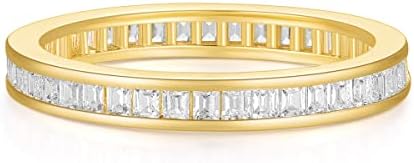 SHINYSO Wedding Band for Women Princess Cut Cubic Zirconia CZ Ring Eternity Band Engagement Stacking Promise Rings for Her Gold/Silver/Rose Gold Size 4-10