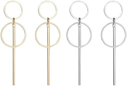 Geometric Double Circle Hoop Dangle Earrings Simple 8 Infinity Knot Bar Tassel Drop Earrings for Women Jewelry