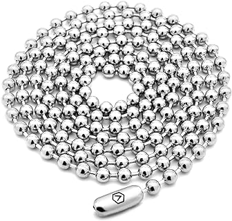 VENICEBEE® Best Stainless Steel Ball Chain Medical Grade 316L Surgical Metal Long Dog-Tag ID Military Necklace 28" INCHES 2.4MM Wide Resizable Standard Chain 28 inch + Pouch HYPOALLERGENIC LEAD-FREE