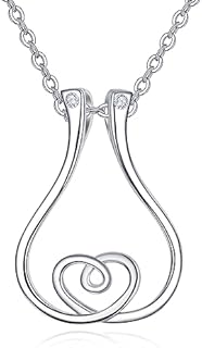 Chain Clasp Doctor Who Wedding Rings with Pearl Detail for Women - Sterling Silver Practical U-Shaped Design