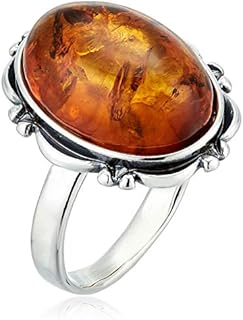 Sterling Silver and Baltic Honey Oval Amber Ring