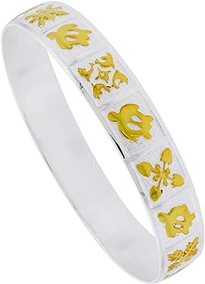 Elegant Two-Tone Sterling Silver Hawaiian Bangle Bracelet, No-Clasp, Fits up to 8 Inch Wrists, Originated from USA