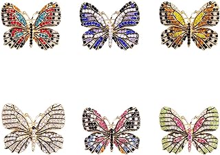 WeimanJewelry Lot 6pcs Multicolor Rhinestone Crystal Butterfly Brooch Pin Set for Women