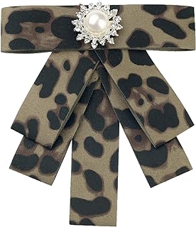 Women's Bow Brooch Leopard Print Rhinestone Bow Ties for Elegant Chic