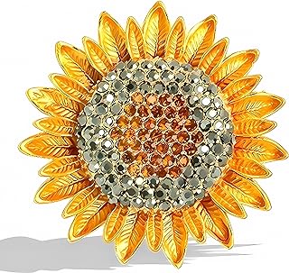 Sunflower brooch pins for women color crystal rhinestones retro handmade elegant sun flower brooches pins
