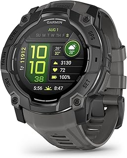 Garmin Montre Triathlon pour les athlètes avec écran AMOLED de 1,3, GPS Précis, Lampe LED, et Autonomie Longue pour Entraînements Intenses et Multisports