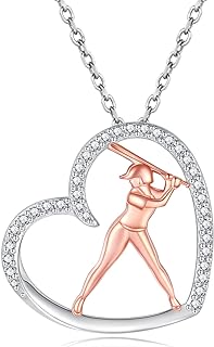 925 Sterling Silver Baseball Pendant Necklace with Cable Chain & Cubic Zirconia Detailing - Ideal Gift for Women, Girls, & Baseball Enthusiasts