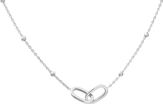 Necklace for Women, S925 Sterling Silver Necklace/14K Gold Plated Dainty Interlocking Infinity Oval Pendant Necklace for Women Trendy Gift (with Gift Box)