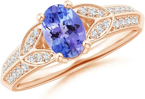 Angara Natural Tanzanite Solitaire Ring for Women in 14K Solid Gold/Platinum| December Birthstone Jewelry Gift for Her | Birthday| Wedding| Anniversary| Engagement