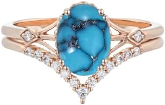 Women's Adjustable Solid Gold Oval Aquamarine Engagement and Wedding Ring Set with Moissanite Accents - Available in 10K, 14K, 18k Gold Options